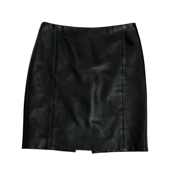 JOEFFER CAOC Black Leather Straight Skirt Buttery Soft Lined Size 4 - Picture 1 of 7